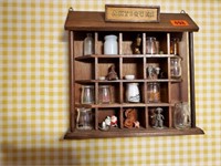 Antiques curio, miniature dairy bottles, pewter