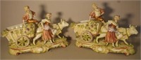 Two antique continental figure groups