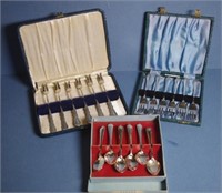 Three various boxed sets silver plated cutlery