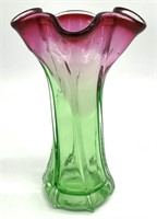 Italian Cranberry & Green Art Glass Vase