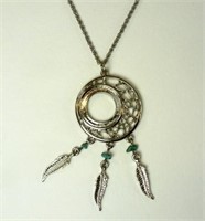 Necklace with Dream Catcher & Indian Feather