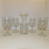 Southwest Airlines Etched Decanter and Glasses