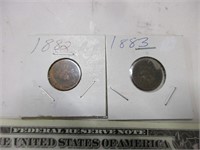 1882 & 1883 Indian head pennies