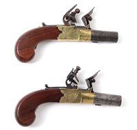 English Pair of Drop Trigger Flintlock Pistols, 18