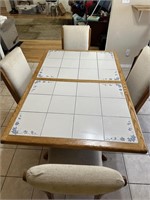 Ceramic Tile Table w/Leaf & 4 Chairs