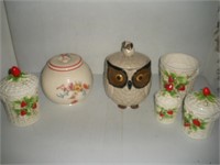 Cookie Jars and Canister Set, Damaged