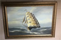 Sailing ship oil on canvas by Wilkens
