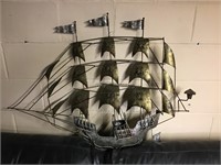 Metal sailing ship wall art