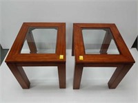 Pair of modern glass top tables