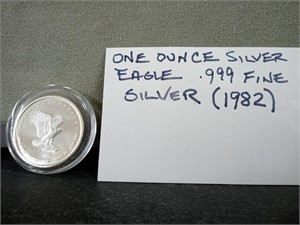 1982 1 OZ SILVER EAGLE 999 FINE SILVER
