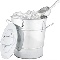Twine Ice Bucket with Lid and Ice Scoop, Galvanize