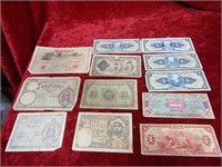 (12)Mostly 1940's Foreign Paper Banknotes.