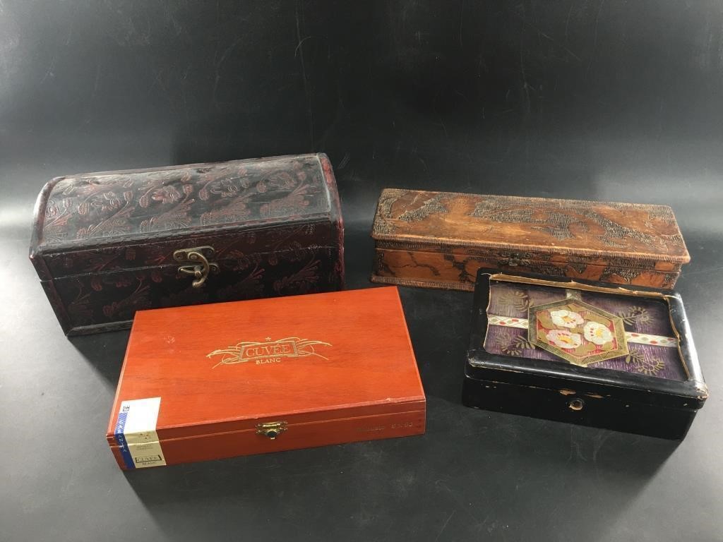 4 Cigar and jewelry boxes