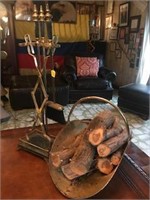 Fireplace Tool Set, Wood Carrier & Rack