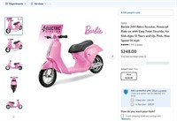 B349  Barbie Retro Scooter, 24V, Pink, 14 mph