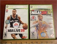 2 XBOX 360 Games-NBA Live09-NBA2K10