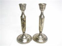 PAIR DUTCH STERLING SILVER WEIGHTED CANDLESTICKS