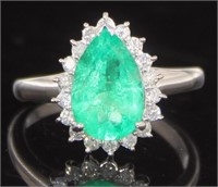 GIA Platinum 2.61 ct Emerald & Diamond Ring