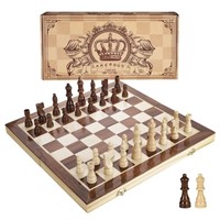 AMEROUS 15 Inches Magnetic Wooden Chess Set - 2 Ex