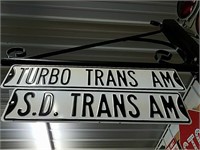 Sign holder with Turbo Trans AM and S. D. Trans