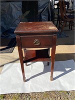 Vintage wooden end table with drawer