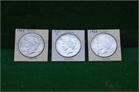 (3) Nice Peace Silver Dollars 1922s, 23, 24