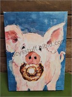 Pig With Donut 12x16