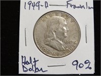1949 D FRANKLIN HALF DOLLAR 90%