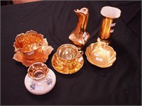 Five pieces of all-over gold china,