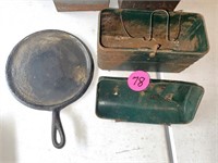 Lunch Box (Needs Repairs) & Cast Iron Griddle