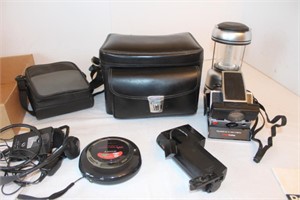 Polaroid SX 70 Land Camera, CD Player, Cases, etc