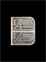 1/2 Ounce (2) 1/4 Oz 0.999% Silver Bullion Bar