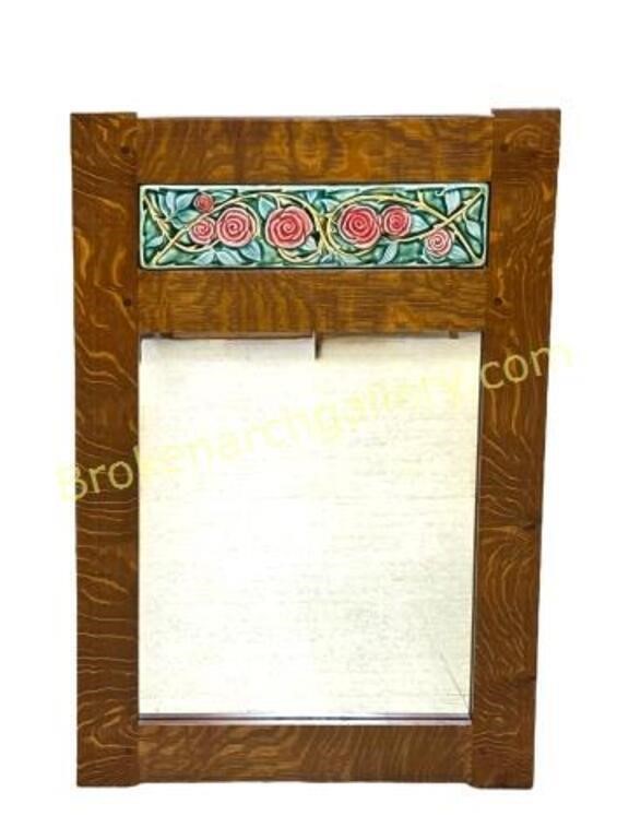 Tiger Oak Arts and Crafts Style Mirror