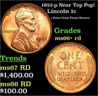 1952-p Lincoln Cent Near Top Pop! 1c Graded GEM++