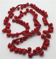 Red Beaded Strawberry/apple Costume Necklace