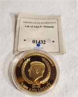 1917-1963 JFK Com. Proof, Cu Layered in 24k Gold