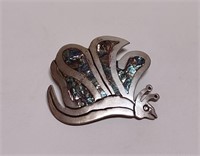 Taxco Abalone Snail Brooch (Marked Sterling)