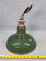 Vintage 12" Green Enamel Light Fixture
