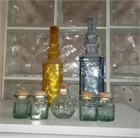 Clored Glass Bottles, Jars