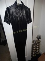 Ellen Tracy faux leather jump suit, size ?