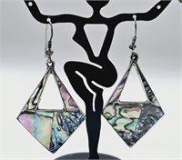 Sterling Silver Rainbow Abalone Triangle Earrings