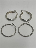 2x 925 Silver Hoop Earrings