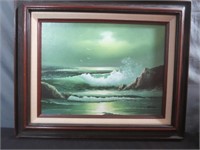 ~ Framed Oil on Canvas Seascape Painting Signed