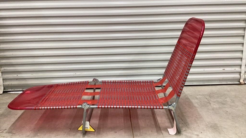 new red fold out beach chair
