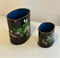 Pair of Cloisonne Containers Oval