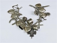Vintage Sterling Puffed Heart Charm Bracelet