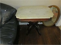 DECORATIVE WOOD TABLE WITH MARBLE TOP