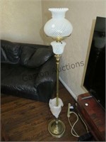 BRASS FLOOR LAMP WITH WHITE GLASS SHADE