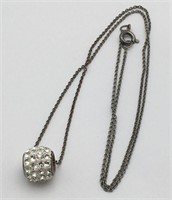 Silver Tone Necklace With Crystal Pendant