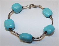 Sterling Silver Bracelet With Blue Stones